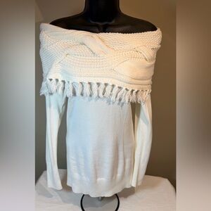 Exquisite NWT Vintage Off the Shoulder Cream Sweater by Caché